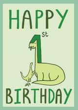 1st Birthday Card - Cute Illustrated Dinosaur Design created by Michael.R.Brown