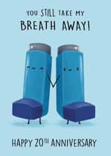 Cute and Funny Anniversary Card - Asthma Inhaler - 20th created by Sophie Kent Illustration