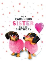 Cute Birthday Card - Sister - Dachshund created by Hot Dog greetings