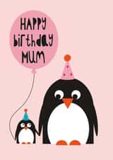 Happy Birthday mum | Birthday card from the kids | Penguin Birthday Card created by Stripey Cats
