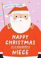 Cute Christmas Card - Santa - Happy Christmas to a Wonderful Niece created by Pixie Studio