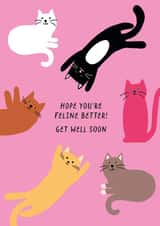 Funny and Cute Get Well Soon Card - Feline Better Soon! created by Paper Heart Designs