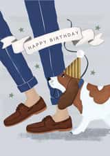 Classic Happy Birthday Card - Party Hat Dog created by Sally Mountain