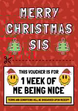 Funny Christmas Card - Sister - Nice Voucher created by AbiGoLucky