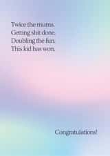 New Baby Congratulations Card For a Two Mum Family - A Funny and Sweet Poem created by Katy Towse