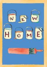 New Home Card, Quirky Paint Bucket Greeting Card created by Poet and Painter