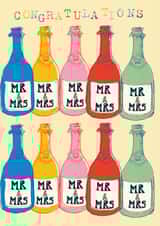 Colourful Wedding Card - Mr and Mrs - Rainbow Bottles created by Poet and Painter