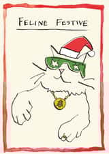 Funny Christmas Card - Cat - Feline Festive created by Poet and Painter