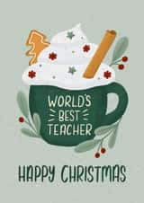 Heartfelt Christmas Card - World Best Teacher created by The Lettering Tree