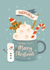 Cute Christmas card - Nephew - Festive Hot chocolate created by The Pattern Press
