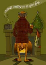Funny Christmas Card - Chestnuts Roasting on an Open Fire created by Bryony Jackson Walters