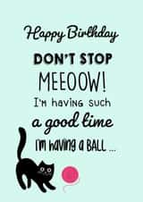 Funny Cat Birthday Card for Cat Lover - Don't Stop MEEOOW! created by The Chick & the Duck