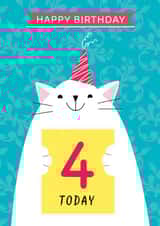 Cute Birthday Card - 4th Today - Cat created by Paper Heart Designs