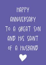 Funny Anniversary Card - Son and Husband - Saint created by size3art