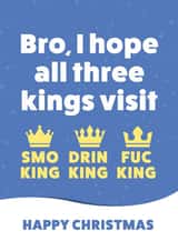 Funny Christmas Card - Brother - Male Friend. 3 Kings. Smoking Drinking Fucking created by Cookie Design