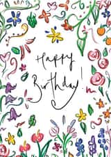 Pretty Birthday Card - Roses and Flowers created by Bellynam Studio