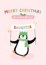 Heartfelt Christmas Card - Daughter - Penguin created by Macie Dot Doodles