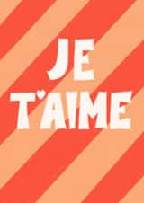 Cute & Vibrant Anniversary Card - Je T'aime - Red Stripes with Hand Lettering created by Abi Bryan