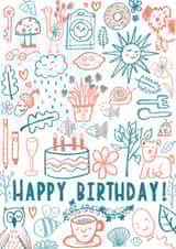 Cute Birthday Card - Happy Birthday Doodles created by Abi Bryan