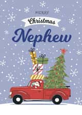 Cute Christmas Card - Nephew - Santa's Driving created by Geordies Love Gin