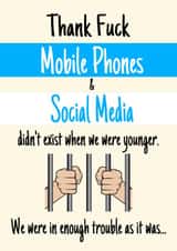 Funny nostalgic birthday/greetings card - no mobiles/social media- trouble created by crackerjack