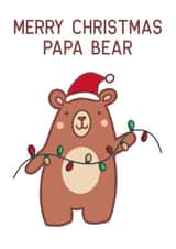 Cute Christmas Card For Dad - Merry Christmas Papa Bear - Santa Bear created by Gail K Designs