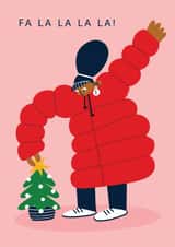 Funny Christmas Card - Christmas Tree Puffa Jacket Snowman created by Lucy Maggie Designs