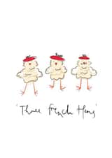 Three French Hens - Funny Animal Christmas Card - Cute Berets created by Bellynam Studio
