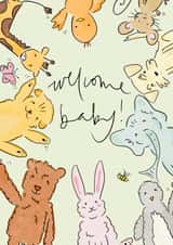 Cute New Baby Card - Animals - Welcome Baby created by Bellynam Studio