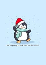 Cute Christmas card - Penguin created by Rosalie Perl