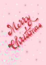 Retro Vintage Christmas Card - Groovy Hand Lettering - Stars Sparkles - Pink created by Gail K Designs