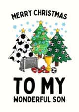 Cute Christmas Card - Football - Wonderful Son created by Sundiva Designs