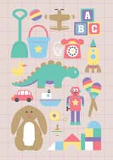 Cute Colourful Toys - a perfect card for a new baby or children's birthday created by THAT. design studio