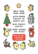 Cheesy Pun Christmas Card - Brie Come From Afar With Gouda Tidings Of Grate Joy! created by mungo and shoddy