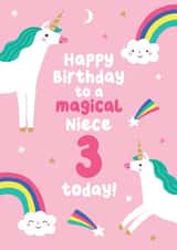 Magical 3rd Birthday - For Niece - Cute Unicorn Card created by Pixie Studio