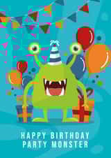 Happy Birthday, Party Monster - Birthday Card for Wild Ones created by Emily Bratby