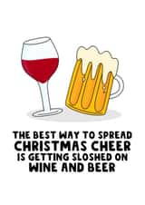 Adult Christmas Card - Alcoholic Christmas - Wine and Beer - Christmas Cheer created by The Blunt Badger