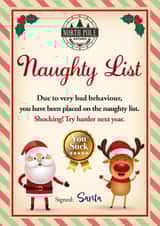 Naughty List funny Christmas card created by WigglyCards
