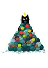 Christmas Card for Knitters | Black Cat Yarn Christmas Tree created by Stephanie Mcrae