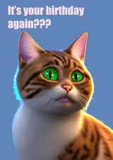 Cute Happy Birthday Card for Family or Friend - Confused Cat created by Purita Mok