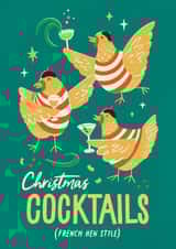 Cute French Hen Cocktail Party Christmas Card for female friends and family created by Bird & Co Studio