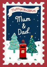 Cute Illustrated Parents Christmas Card created by Pearl Studio