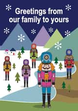 Cute Nutcracker family sending festive greetings to your family created by Sal Roydhouse