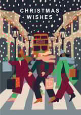 Modern Contemporary Merry Christmas Card Shopping in London Design created by Laura Darrington Design Ltd.