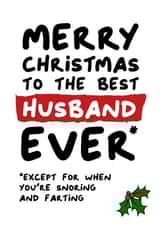 Cheeky Christmas Card - Husband - Best Husband ever... Except created by Waffle & Faff