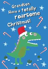 Grandson Roarsome Christmas - Punny Dinosaur Card created by @Laura Lonsdale Designs