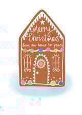 Gingerbread House Christmas Card - From Our House To Yours - Cute and Colourful created by Jennie Moore