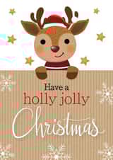 Cute reindeer Christmas card wishing a holly jolly Christmas created by WigglyCards