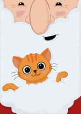 Cute Merry Christmas Card - Pet Cat in Santa's Beard created by Creative Colin