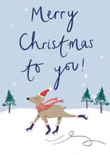 Cute Christmas Card - Skating Dog created by Lauren Barclay